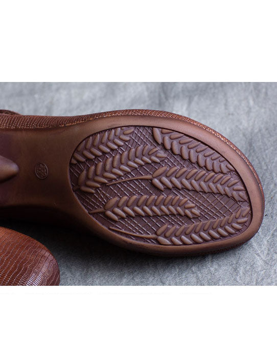 Escarpins Vintage en Cuir à Talons Épais marron — détail produit (6)