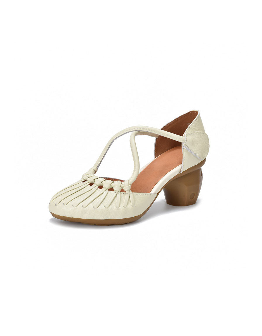 Sandales Élégantes à Talons Épais et Brides Croisées beige — vue principale (12)