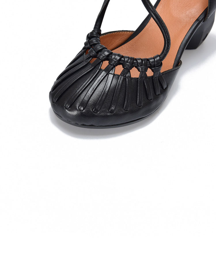 Sandales Élégantes à Talons Épais et Brides Croisées noir — détail produit (9)