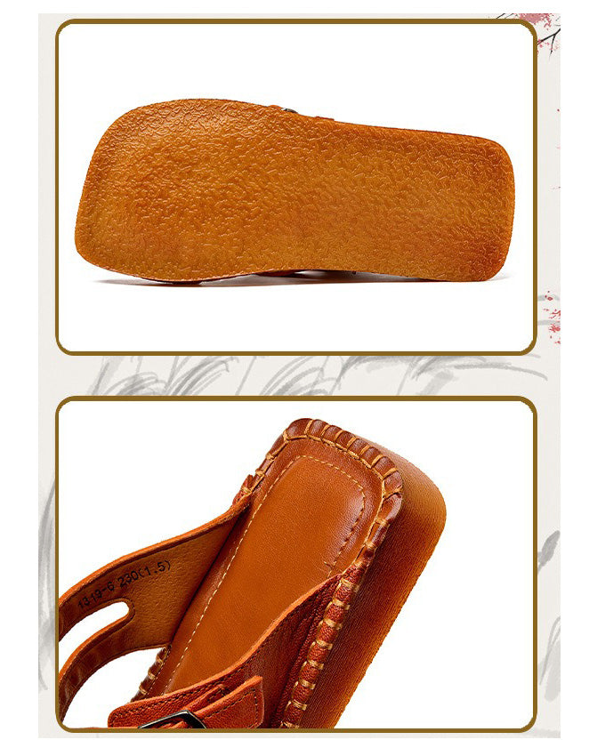 Mules en Cuir à Brides Croisées orange — vue principale (7)