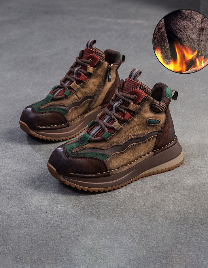 Baskets Décontractées en Cuir Véritable vert — paire en studio (4)