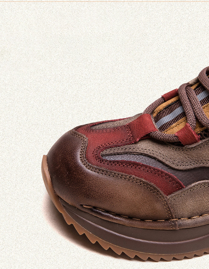 Baskets Décontractées en Cuir Véritable rouge — détail produit (11)