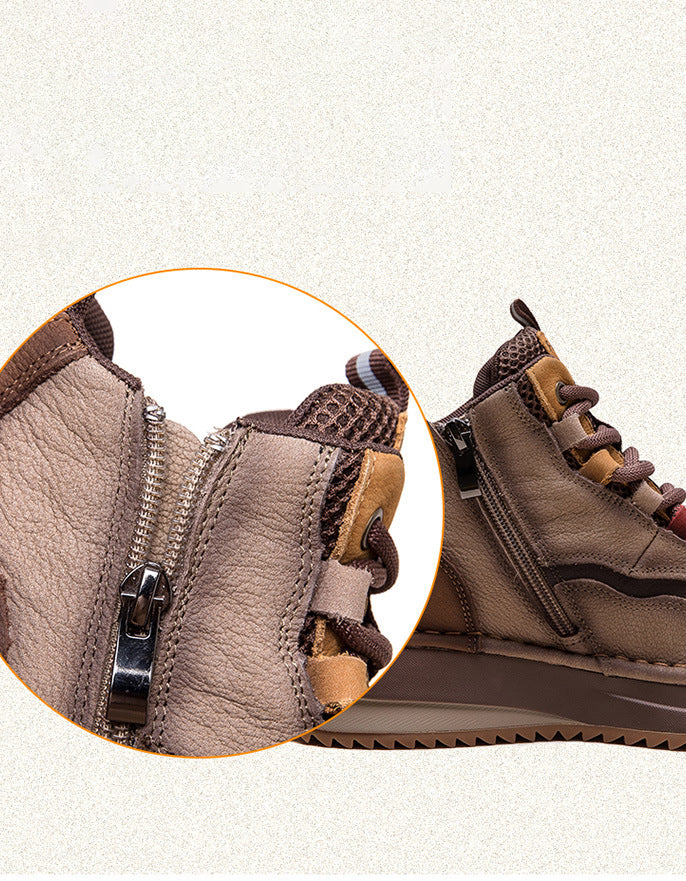 Baskets Décontractées en Cuir Véritable rouge — détail produit (10)