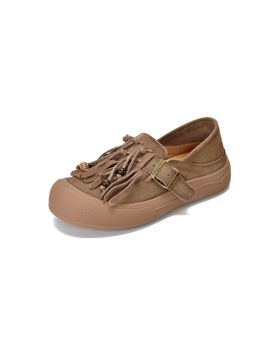 Baskets en Cuir à Glands et Bout Rond marron — vue principale (1)