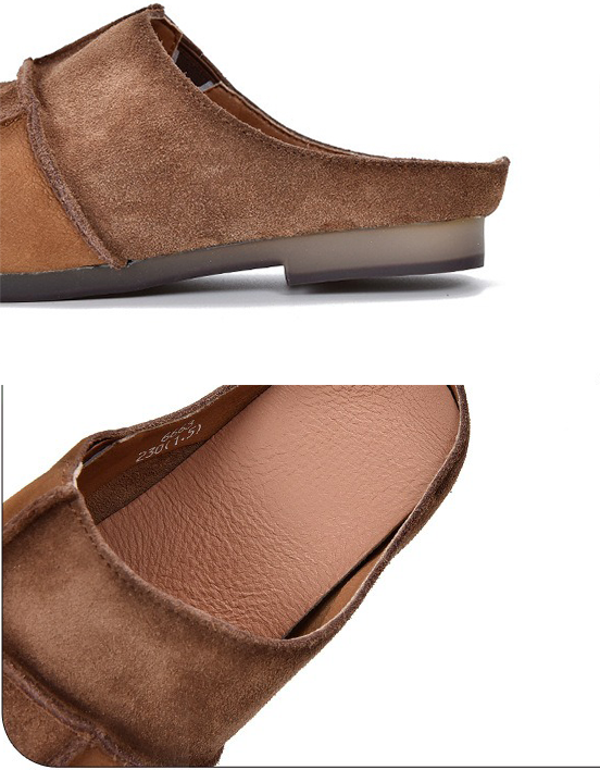 Mules Sabots en Daim à Bout Rond marron — détail produit (12)