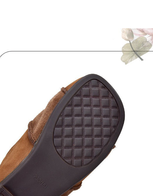 Mules Sabots en Daim à Bout Rond marron — détail produit (11)