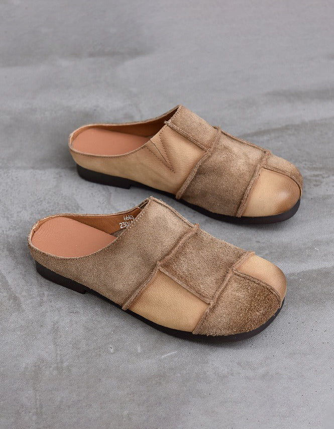 Mules Sabots en Daim à Bout Rond marron — paire en studio (9)