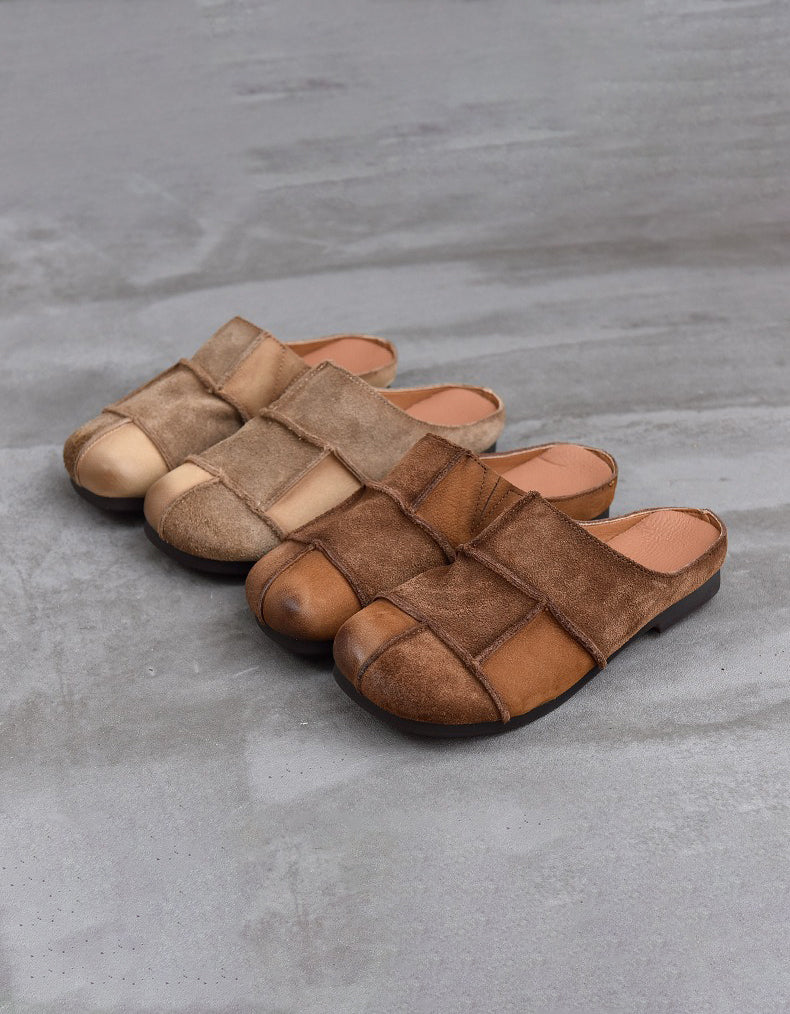 Mules Sabots en Daim à Bout Rond marron — paire en studio (10)