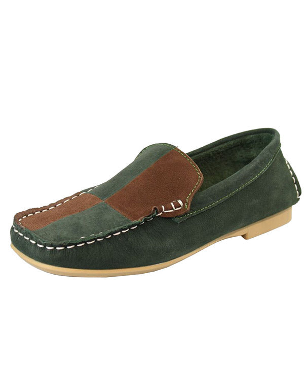 Mocassins Plats en Cuir Artisanal vert — vue principale (9)