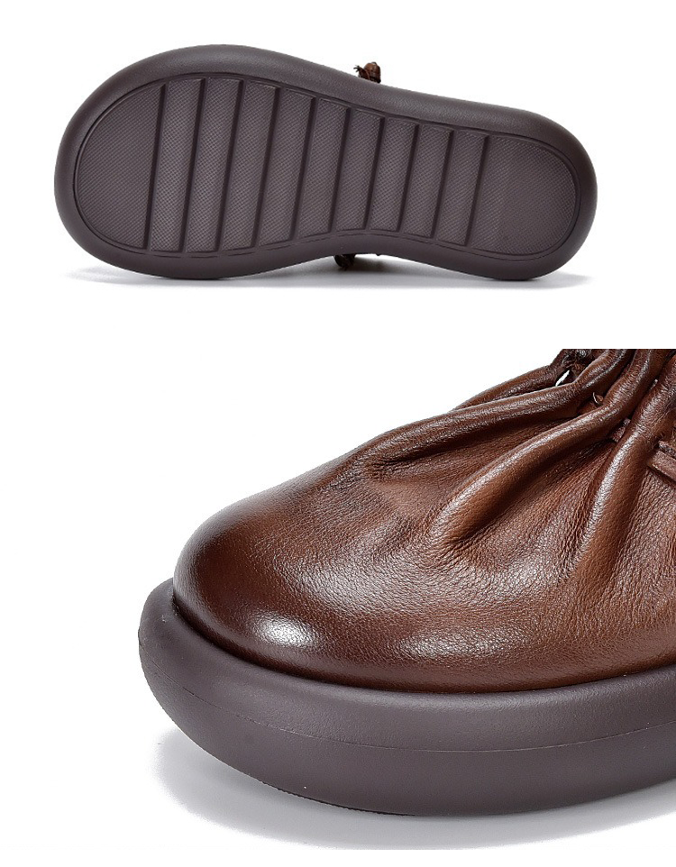 Mules Plateforme Artisanales à Bout Rond marron — détail produit (11)