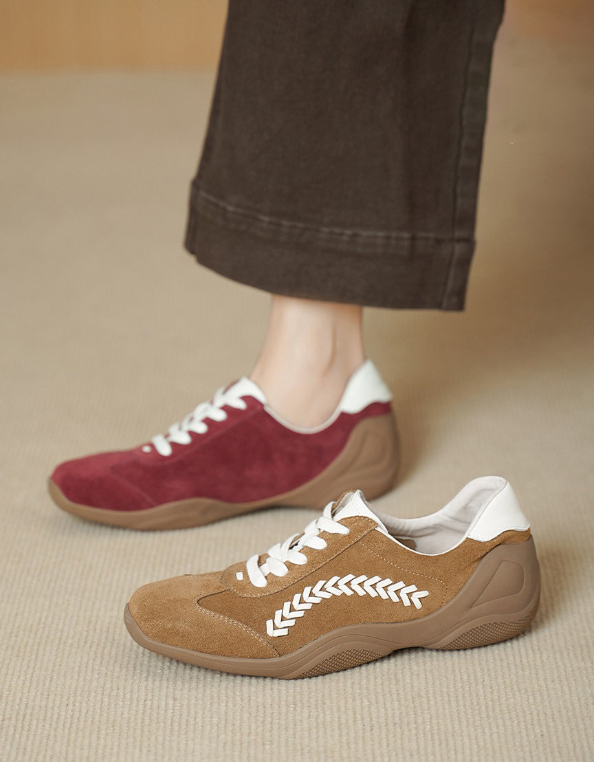 Baskets Décontractées à Lacets rouge — portées (5)