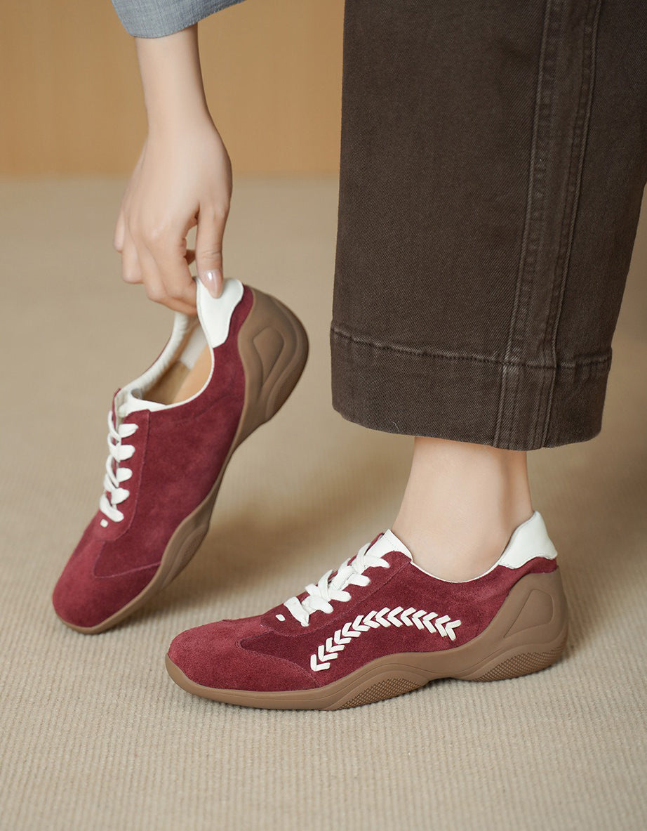 Baskets Décontractées à Lacets rouge — portées (2)