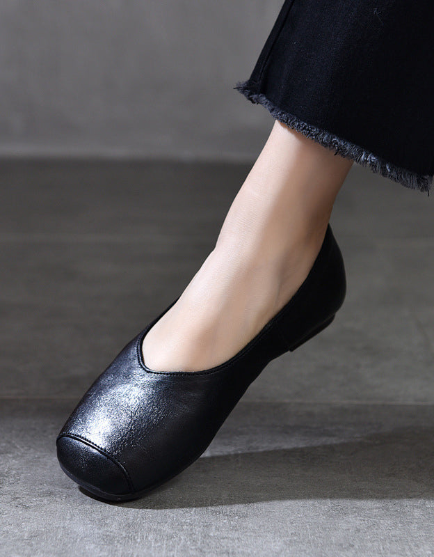 Escarpins Plats Rétro à Bout Carré noir — détail produit (7)