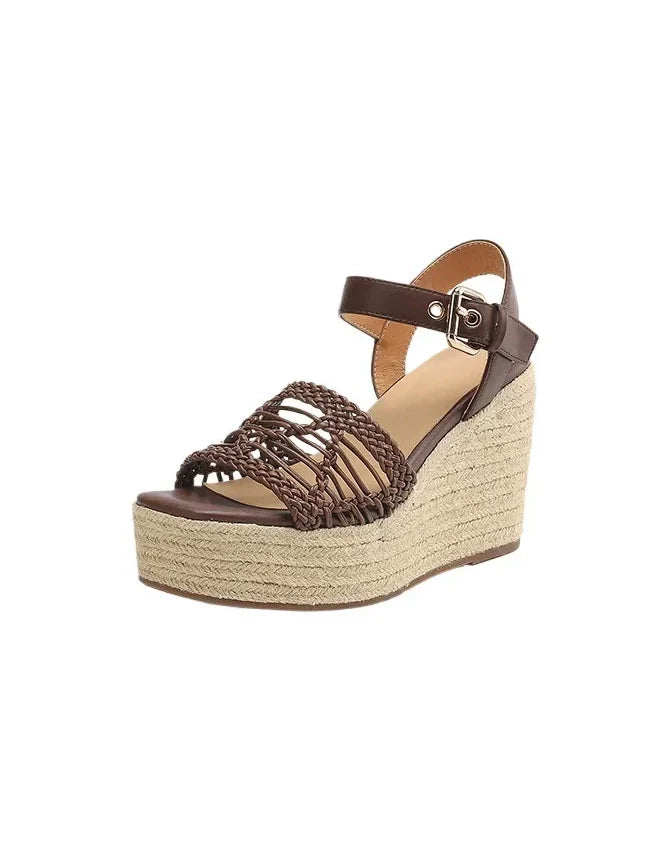 Espadrilles Compensées à Bout Ouvert marron — vue principale (1)