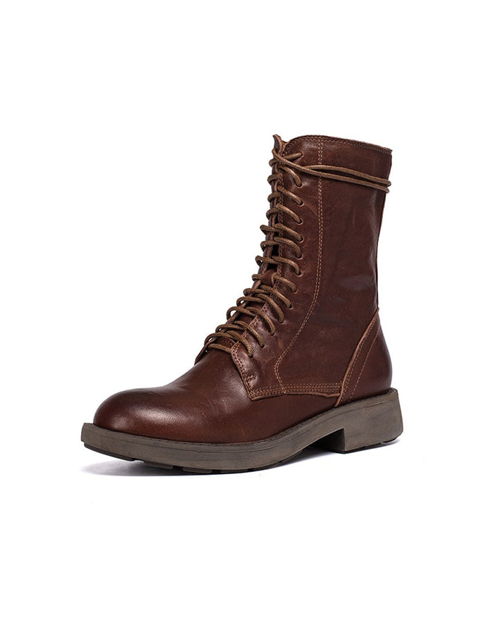 Bottes Hautes en Cuir Véritable marron — vue principale (1)