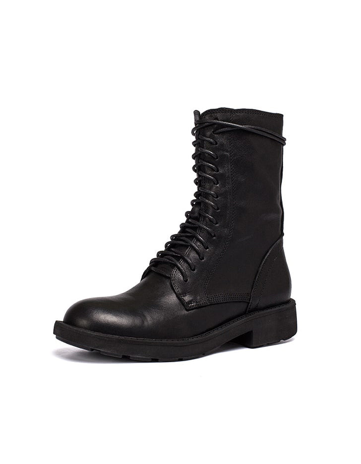 Bottes Hautes en Cuir Véritable noir — vue principale (6)