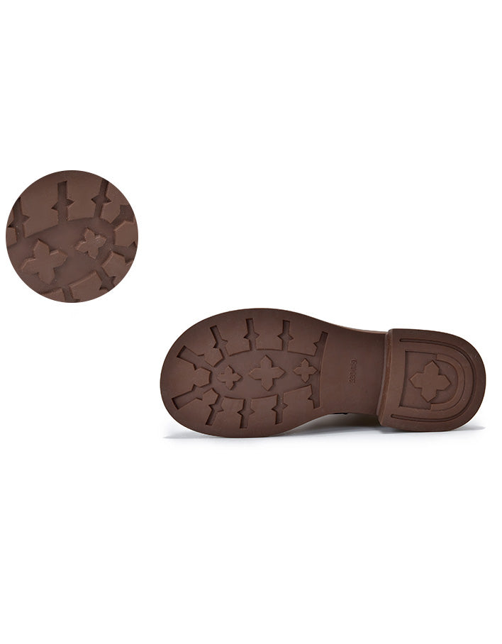 Bottes Hautes en Cuir à Lacets marron — détail produit (10)