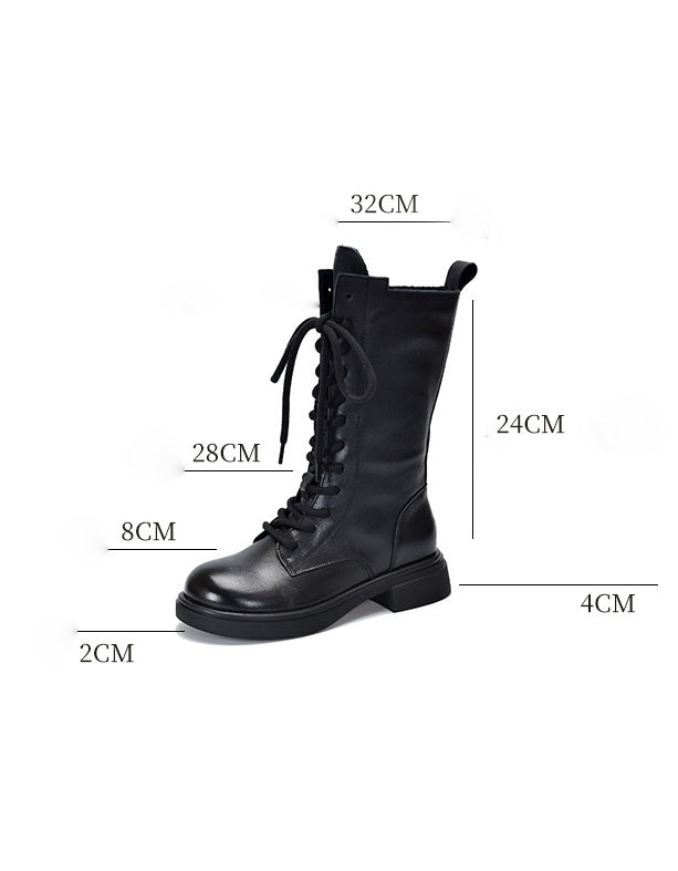 Bottes Hautes en Cuir à Lacets noir — détail produit (6)