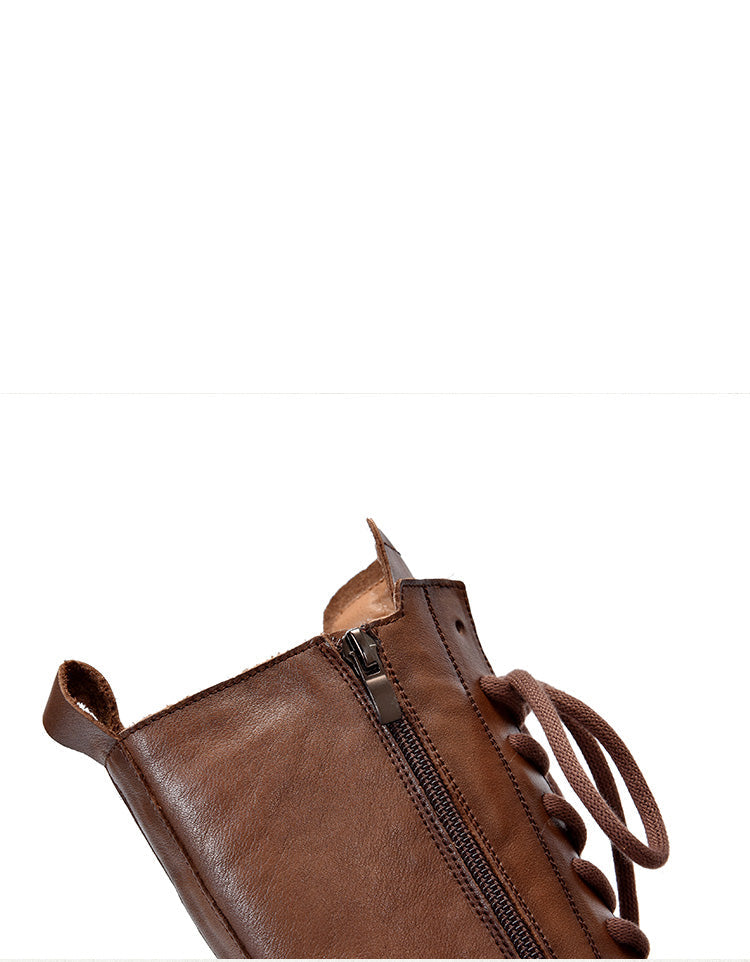 Bottes Hautes en Cuir à Lacets marron — détail produit (8)