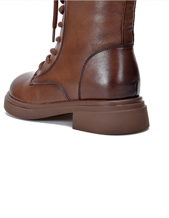 Bottes Hautes en Cuir à Lacets marron — détail produit (9)