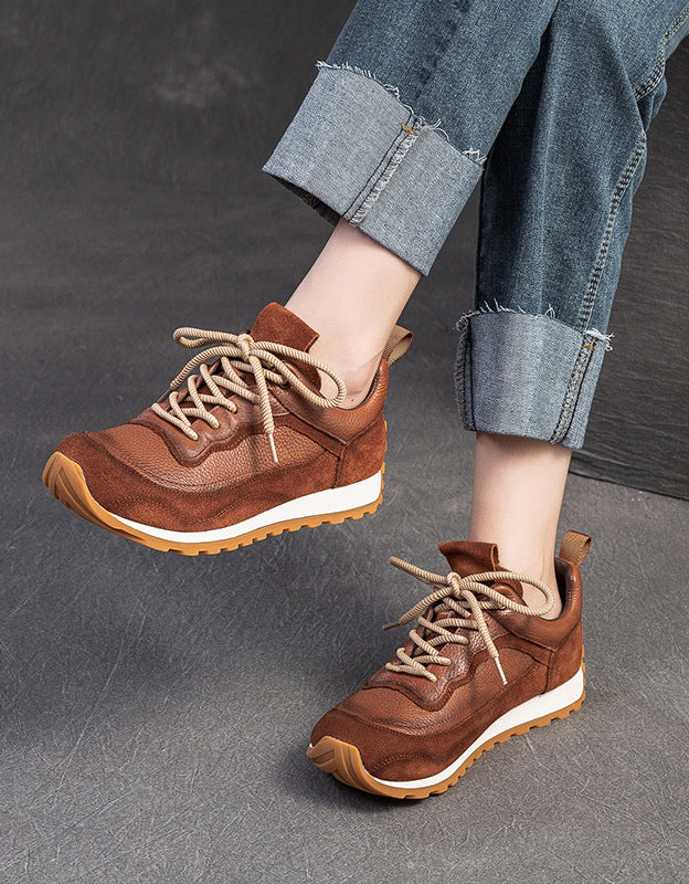 Baskets Fourrées en Cuir pour l'Hiver marron — paire en studio (5)
