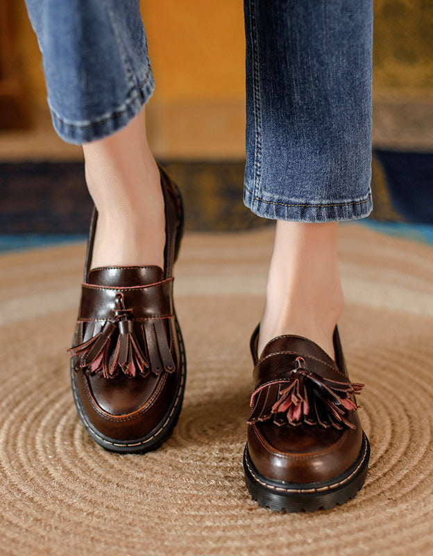 Mocassins à Glands et Bout Rond café — portées (3)