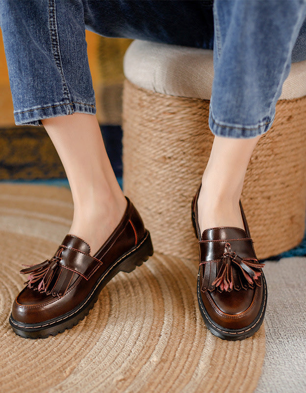 Mocassins à Glands et Bout Rond café — portées (2)