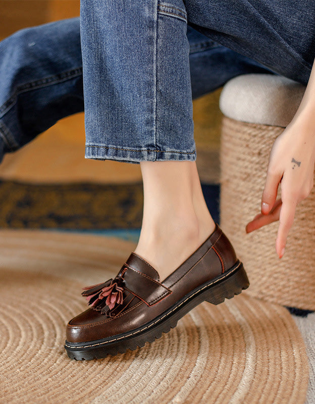 Mocassins à Glands et Bout Rond café — portées (6)
