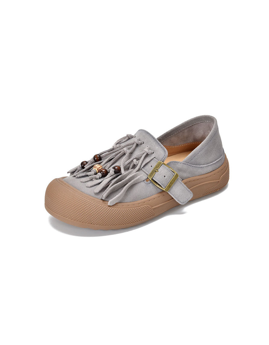 Baskets en Cuir à Glands et Bout Rond gris — vue principale (10)